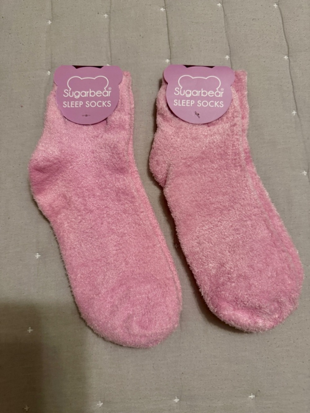 Sugarbear Pink Plush Sleep Socks